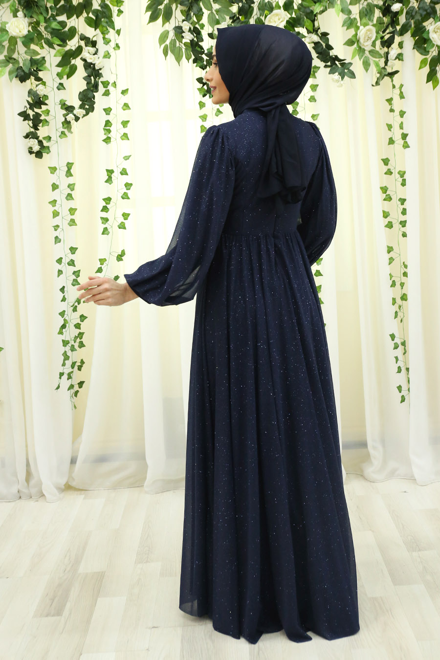 SHINING NAVY BLUE EVENING DRESS 